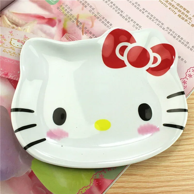 My Melody Sanrio Dinner Plate Hello Kitty Anime Baby Children Kawaii Saucer Tableware Cute Fruit Plates Cartoon Snacks Tray Gift