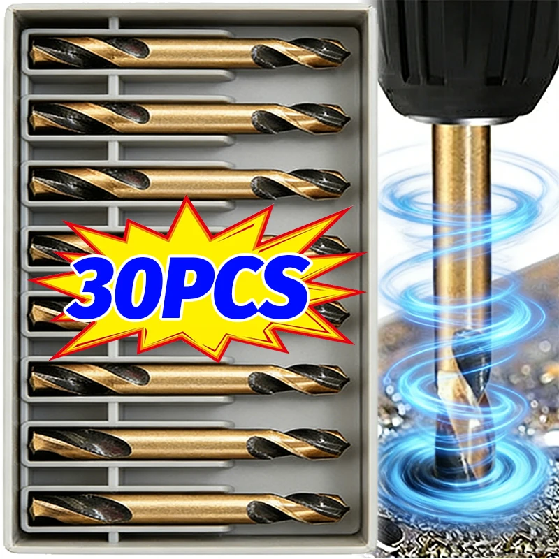 

30/6pcs Double-Headed Twist Drills Bits HSS Spiral Drill for Stainless Steel Metal Iron Woodworking Cutting Drilling Power Tools