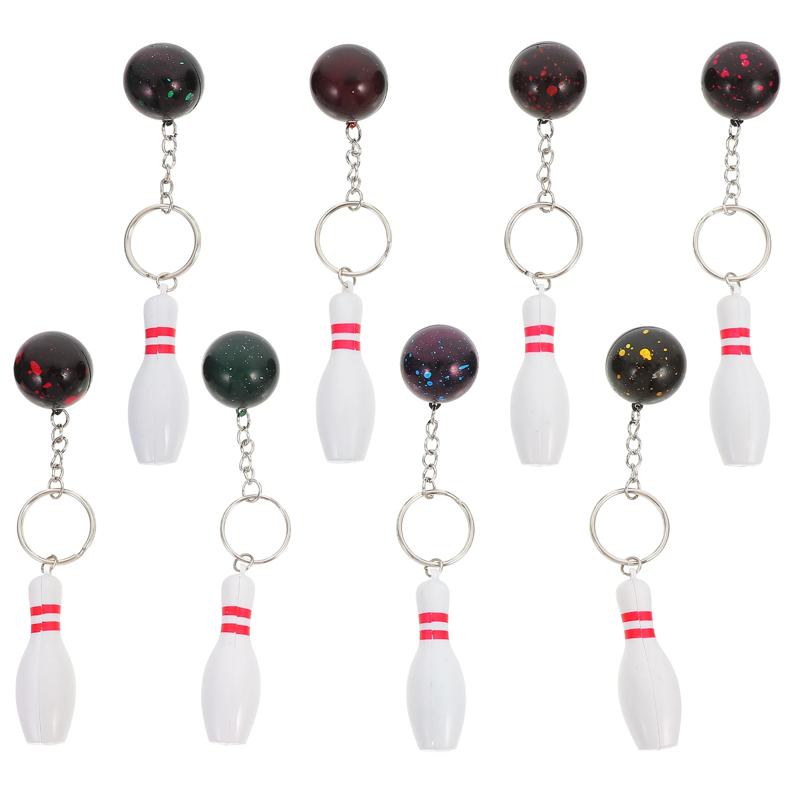 

8 Pcs Bowling Keychains Colorful Plastic Key Rings Decorative Accessories Pendant Charms Key Holder Ball Keychains
