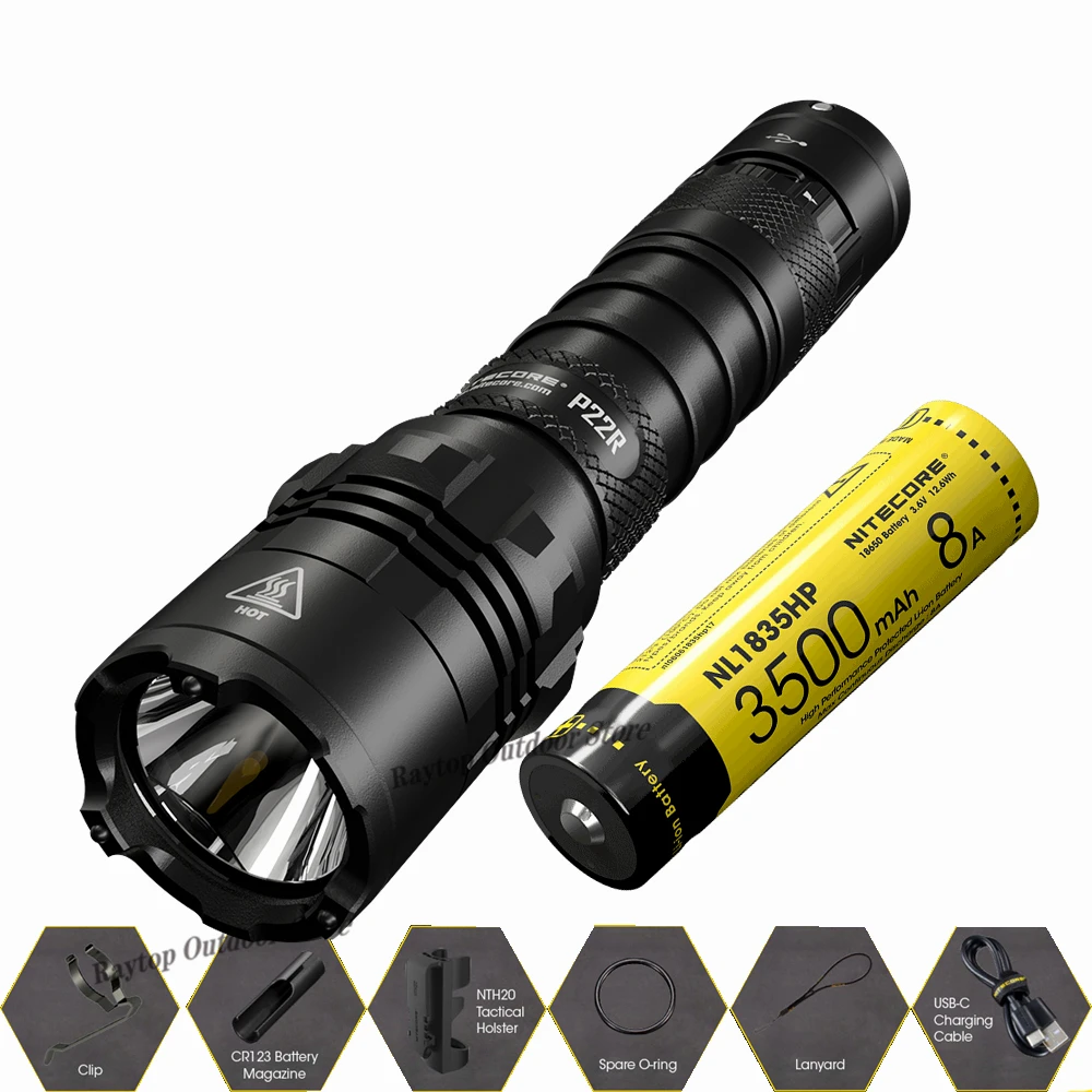 

NITECORE P22R Ultimate Perfarmance Tactical Flashlight XHP35 HD LED Max 1800 Lumens Beam Distance 262M Built-in NL1835HP battery