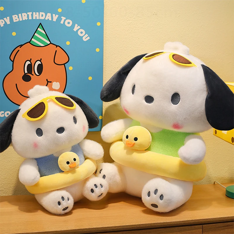 سانريو لطيف الكرتون ألعاب من نسيج مخملي باشا الكلب طوافة بلاستيكية للسباحة النوم جرو وسادة محشوة الحيوان الاطفال عيد الميلاد هدية عيد الميلاد للأطفال