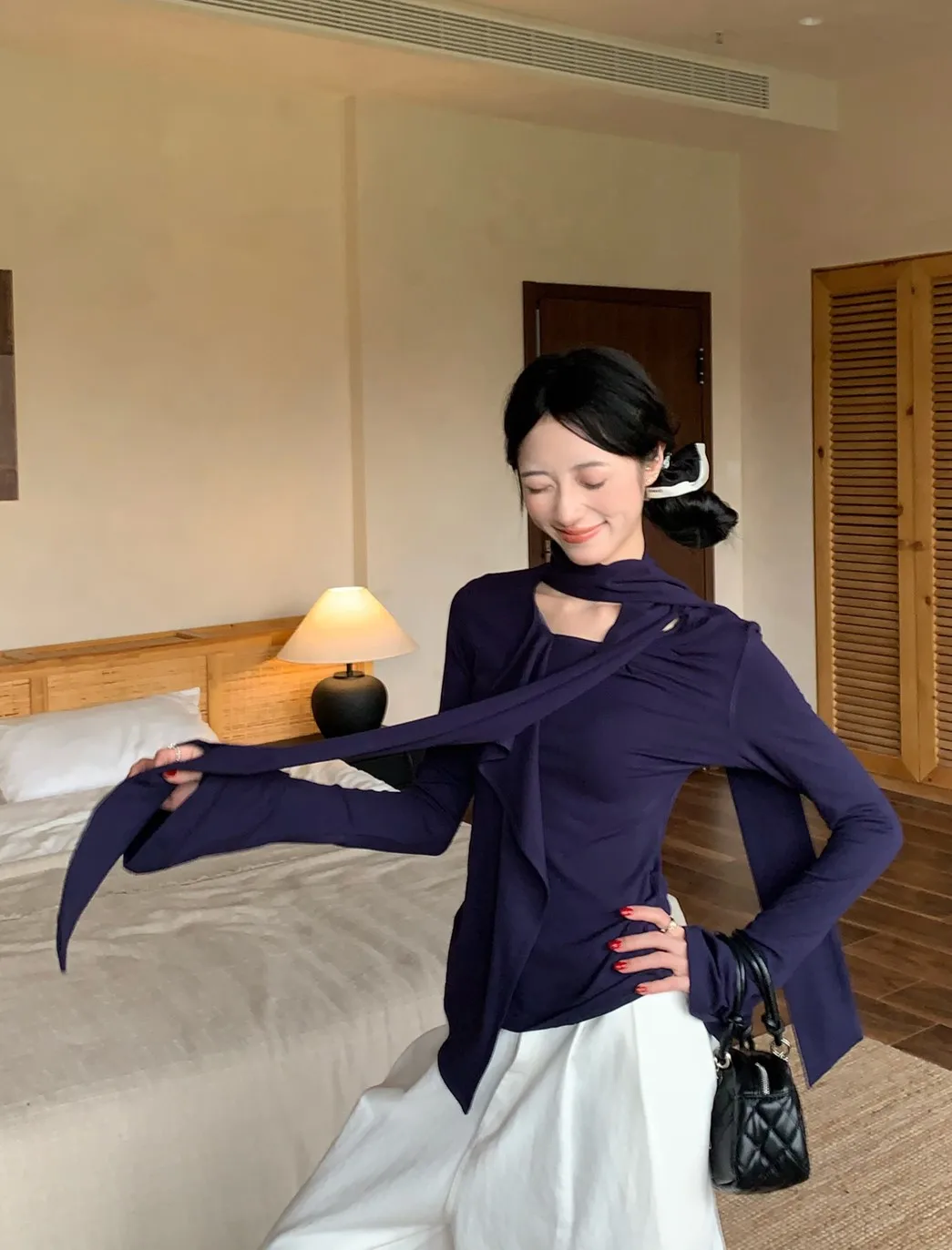 Langärmliges T-Shirt, eng anliegend, für den Sommer, Spleißen, Baumwolle, schnell trocknend, Elastizität, Schnürung, geschichtet, AdjuLeisure, leicht, für Jugendliche