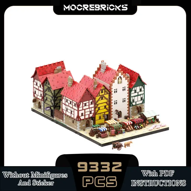MOC City Street View Town Market Suit Modular Architecture Technology Building Blocks Model Kid's Toys Bricks Gift