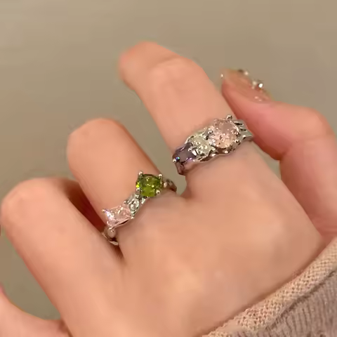 PANJBJ 925 Sterling Silver Multicolour Zircon Ring for Women Girl Fashion Sweet Versatile Jewelry Birthday Gift Dropshipping