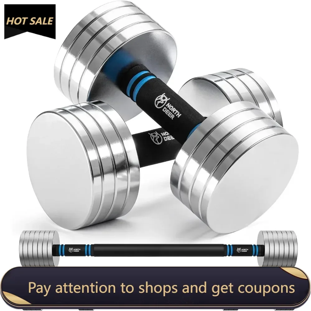 

Adjustable Steel Dumbbells 40LB - 2 in 1 Dumbbell Barbell Set for Home Gym Workout - Compatible with V1.0 Dumbbells Freight free