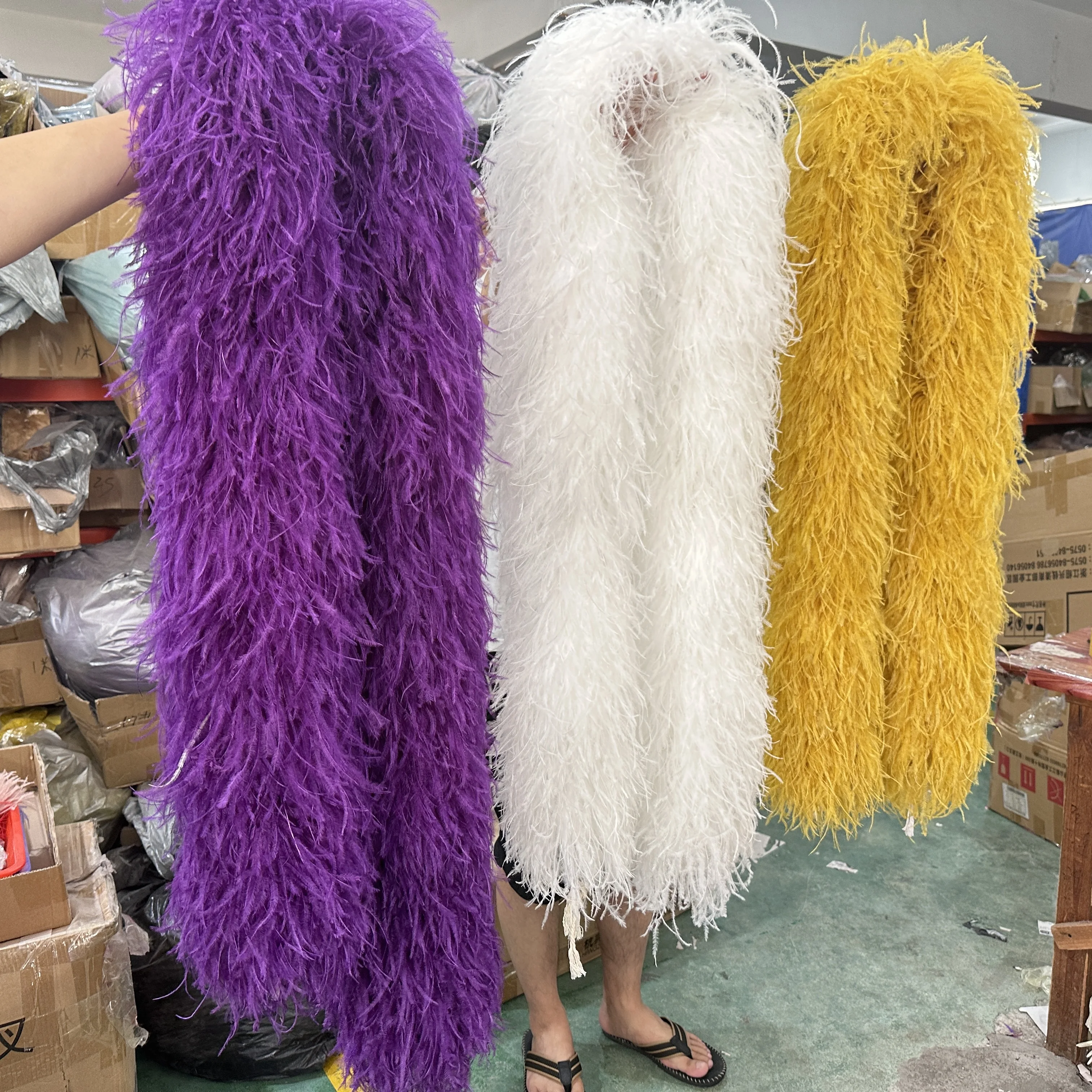 2M Long Ostrich Feather Boa Fluffy Feather Boa 6 10 20 PLY Thick Pretty Colored Boa Shawl Scarf for Dress Decoration Accessory