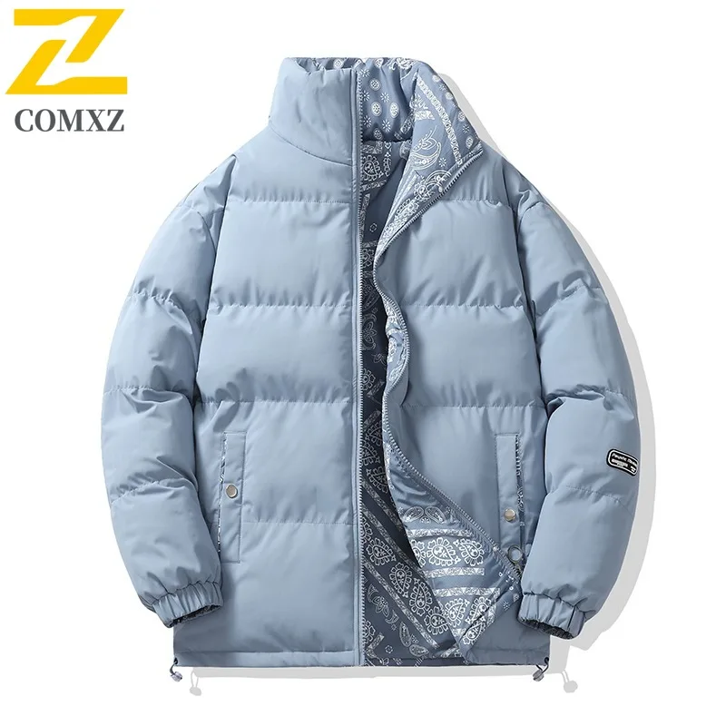 COMXZ Lightweight Parker Coat Thick Stand Collar Minimalist Skiing Cotton Padded Jacket High Quality Winter Jacket Mens Clothing