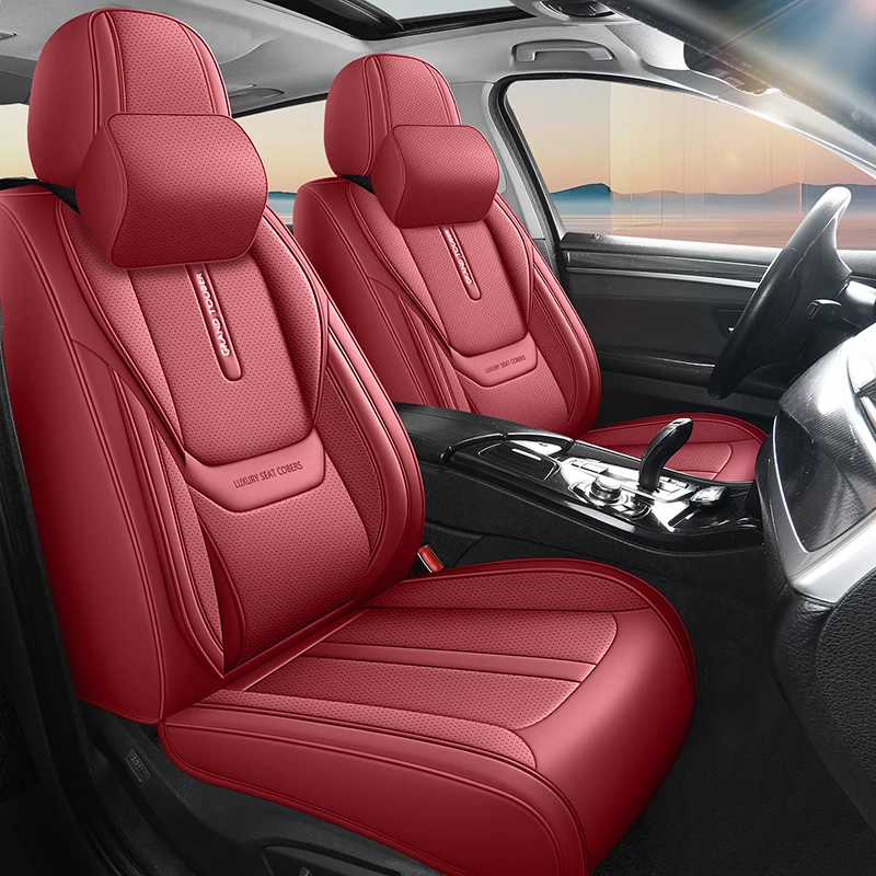 Comfort Edition 5-Seater PU Leather Seat Covers - 2 Headrests Included, Wear-Resistant, Easy to Clean, Full Car Interior Refresh