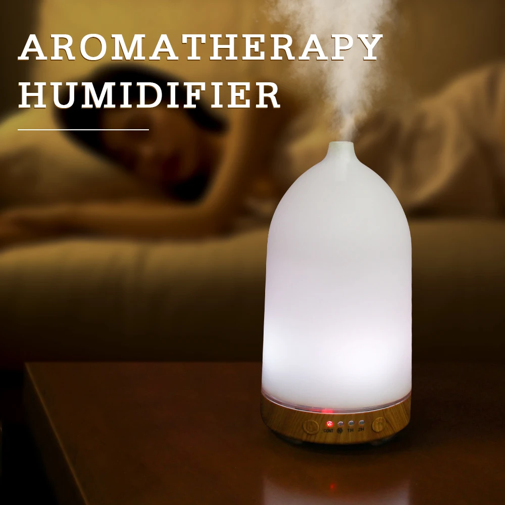 100ML Essential Oil Diffuser Desktop Ultrasonic Air Humidifier Home Fragrance Aroma Diffuser with 7 LED Color Changing Light