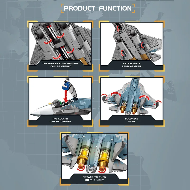 Klocki SEMBO BLOCK Myśliwiec Stealth Wojskowy z Bronią Model Samolotu Myśliwskiego Klocki Zabawki dla Chłopców Prezenty Świąteczne