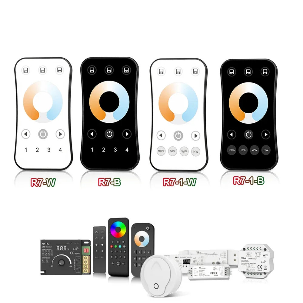 

R7 R7-1 1/4 Zone 2.4GHzRF Dimming Remote Switch to Color Temperature CCT Dual color LED strip/Module SKYDANCE Series Controller