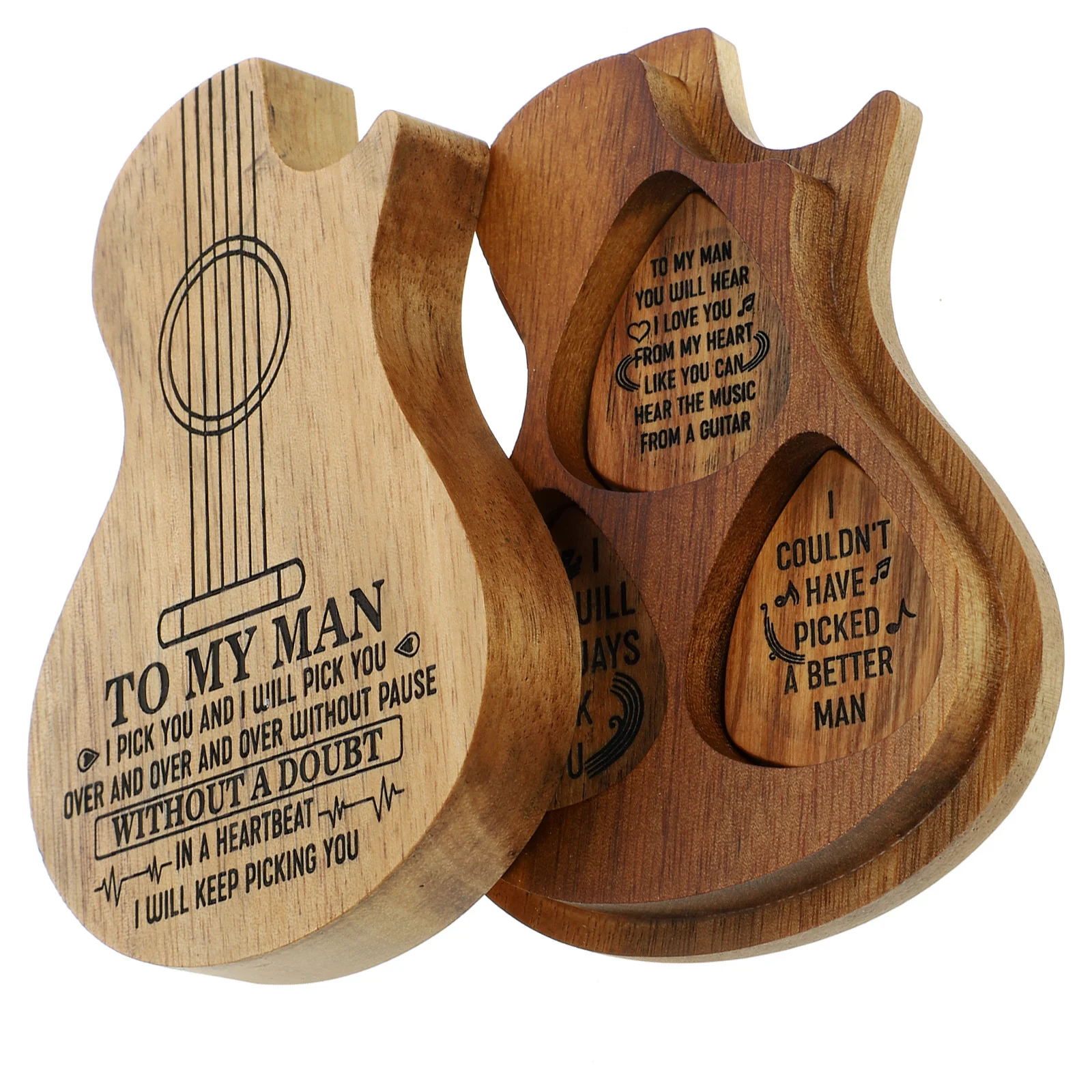 

3pcs Wooden Guitar Picks Box Set Lightweight Storage Holder For Guitar Accessories Organizer Container Case Plectrum Box Kit