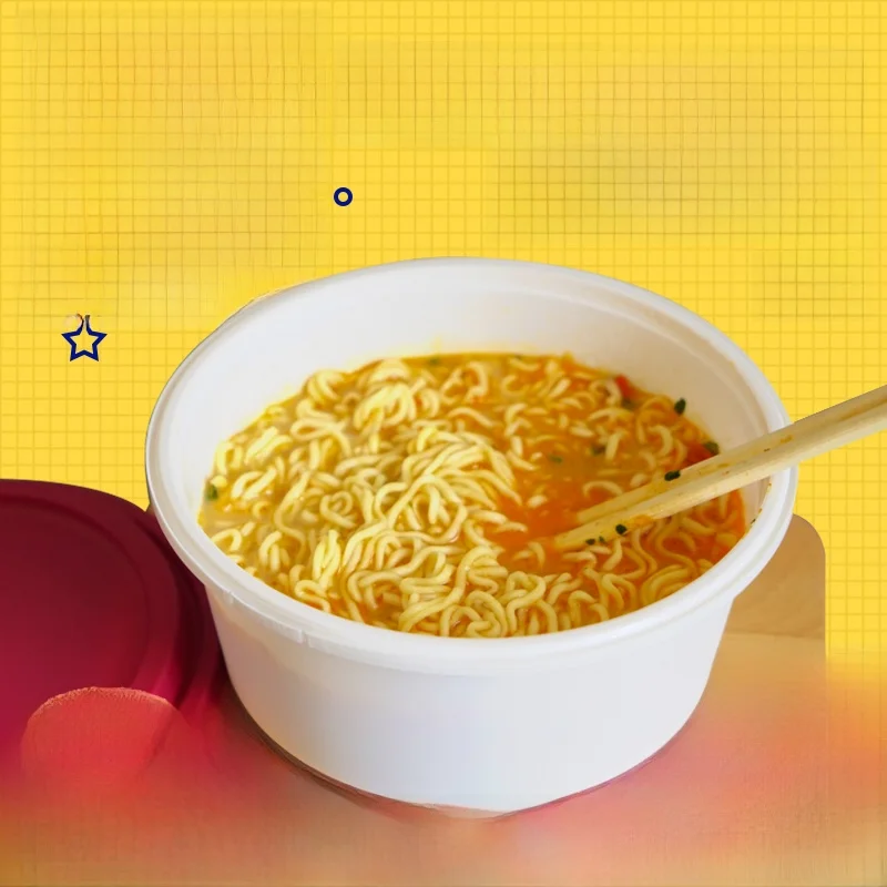 

Heat-Resistant Disposable Instant Noodles Bowl with Lid Large Capaci Turkey Noodles Soup Bowl Soup Di Dining Utensils Set