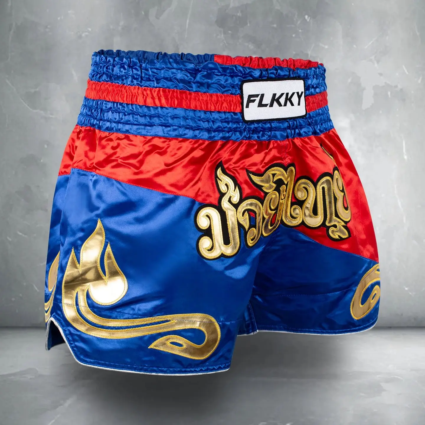 FLKKY شورت Muay Thai مطرز متباين للأطفال والكبار، سروال تدريب الملاكمة الكلاسيكي في صالة الألعاب الرياضية، شورت الملاكمة