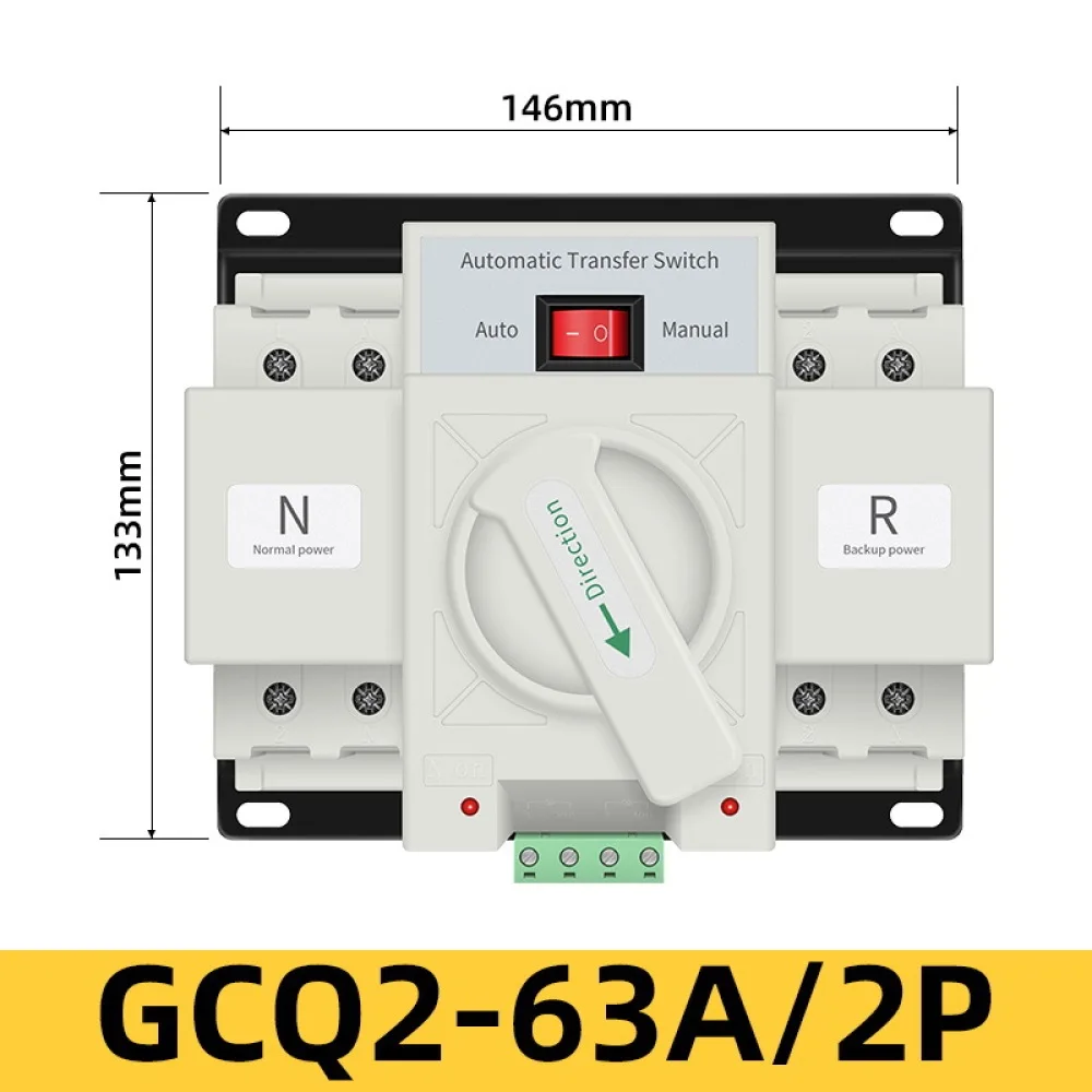 Mini Automatic Transfer Switch Dual Power Changeover Unit For Household PV Solar Energy Storage System 2P 4P 63A 125A Device