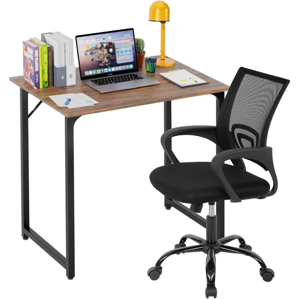 

32 Inch Home Office Desk and Chair Set,32 Inch Computer Desk with Ergonomic Height Adjustable Office Chair for Home Office (Vin