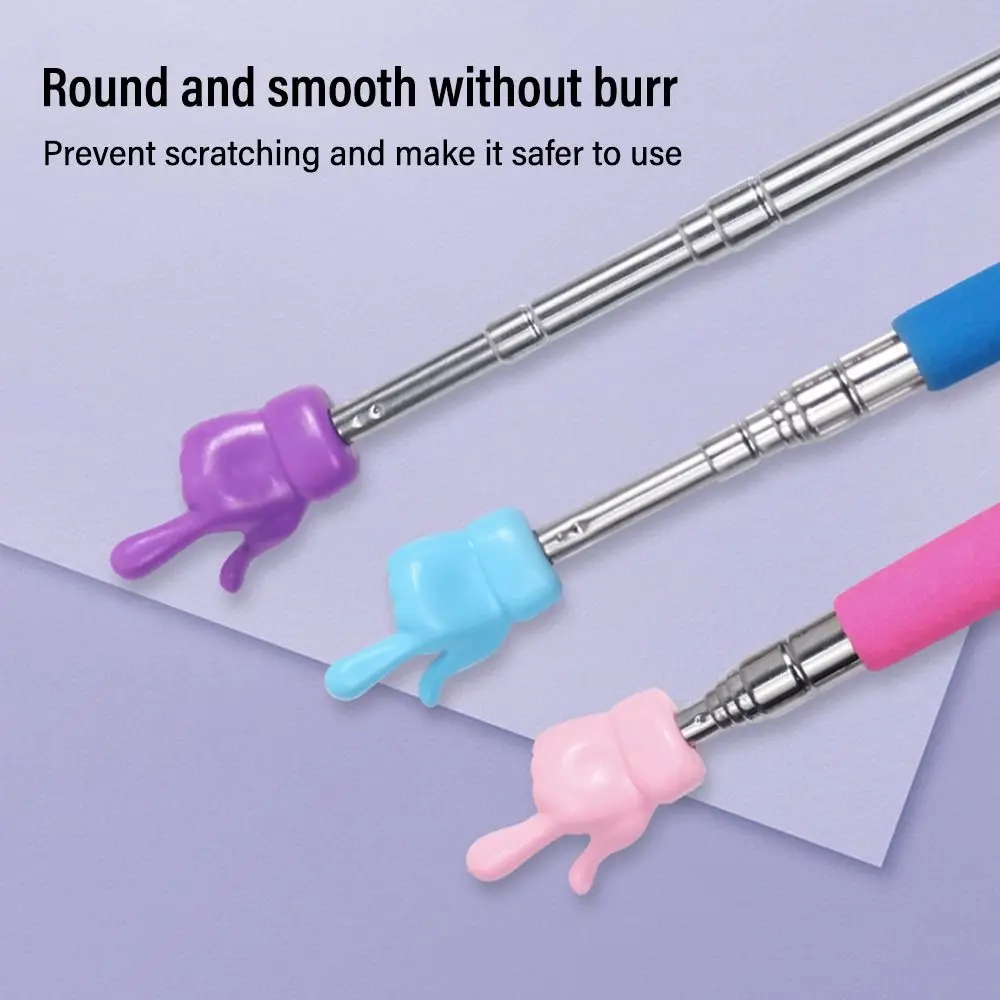 Stainless Steel Teaching Pointer Telescopic Rod Finger Design Teaching Stick Finger Reading Sticks Tools School Office Supplies