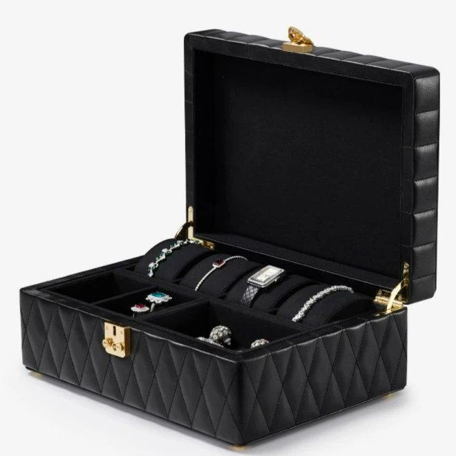 

High-end leather jewelry box Double-layer split jewelry box Ring watch jewelry storage box