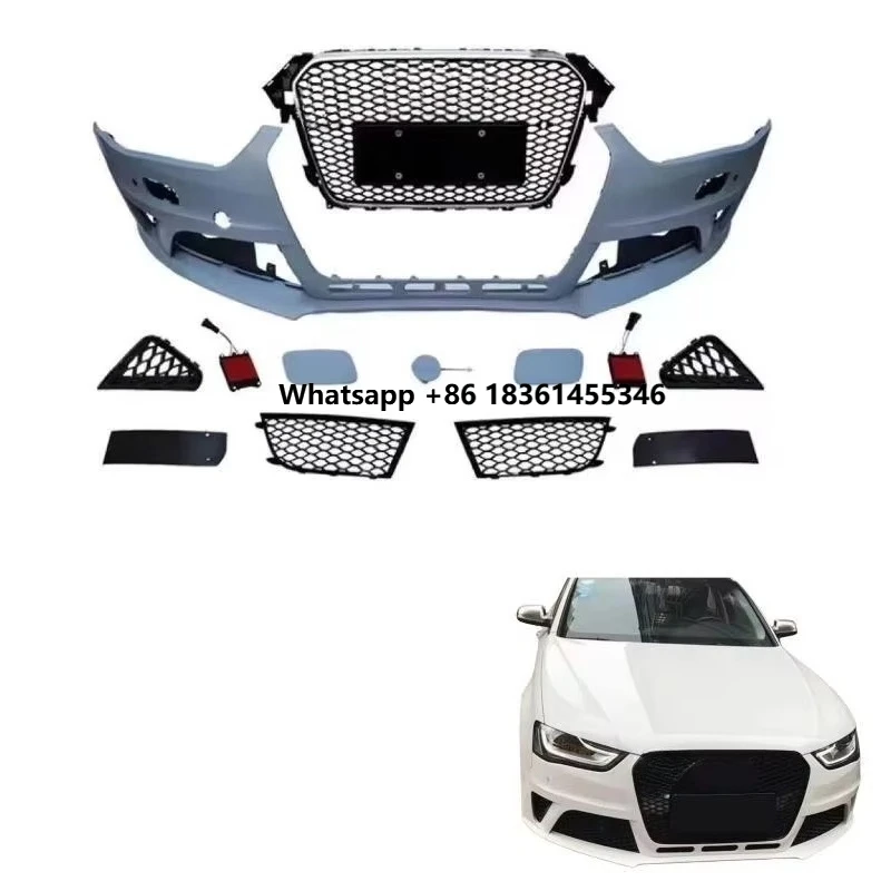 

Body Kit for A4 B8.5 B9 2013 2014 2015 2016 Upgrade Front Bumper Honeycomb Grille Facekit Modified Sport Rear Lips