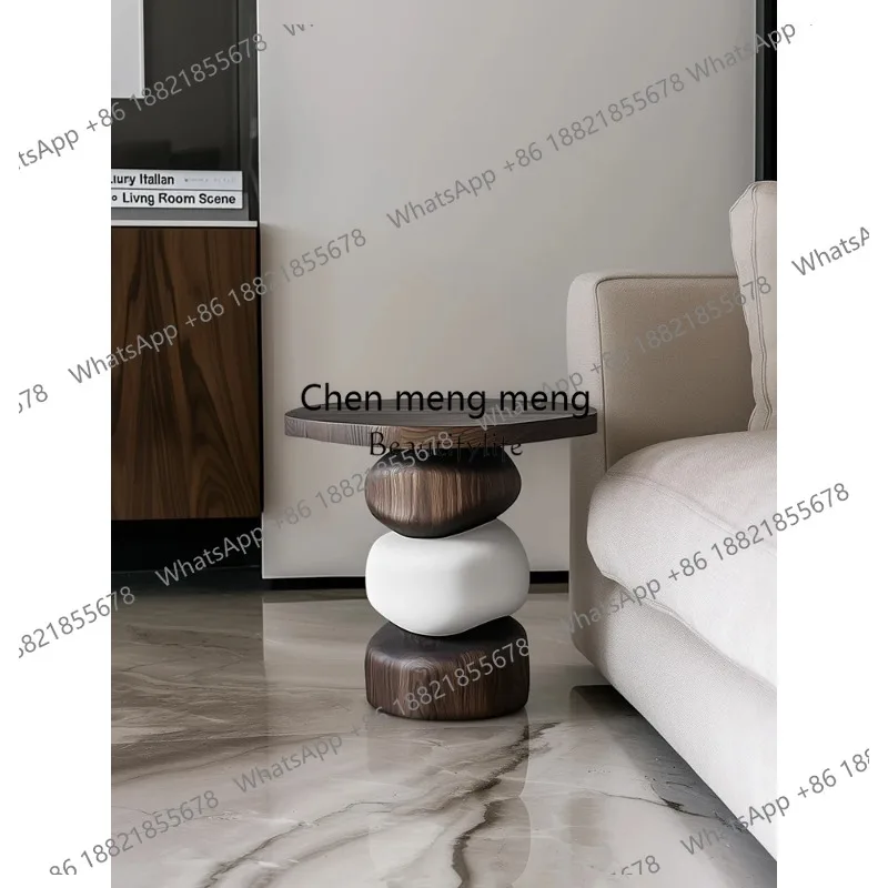 

Creative solid wood high-end small round table living room sofa small coffee table