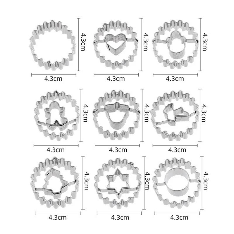 Metal Pastry Cookie Cutter Set Mini Christmas Sandwich Biscuit Baking Molds Xmas Tree Snowflake Gingerbread Shape Cakes Decor