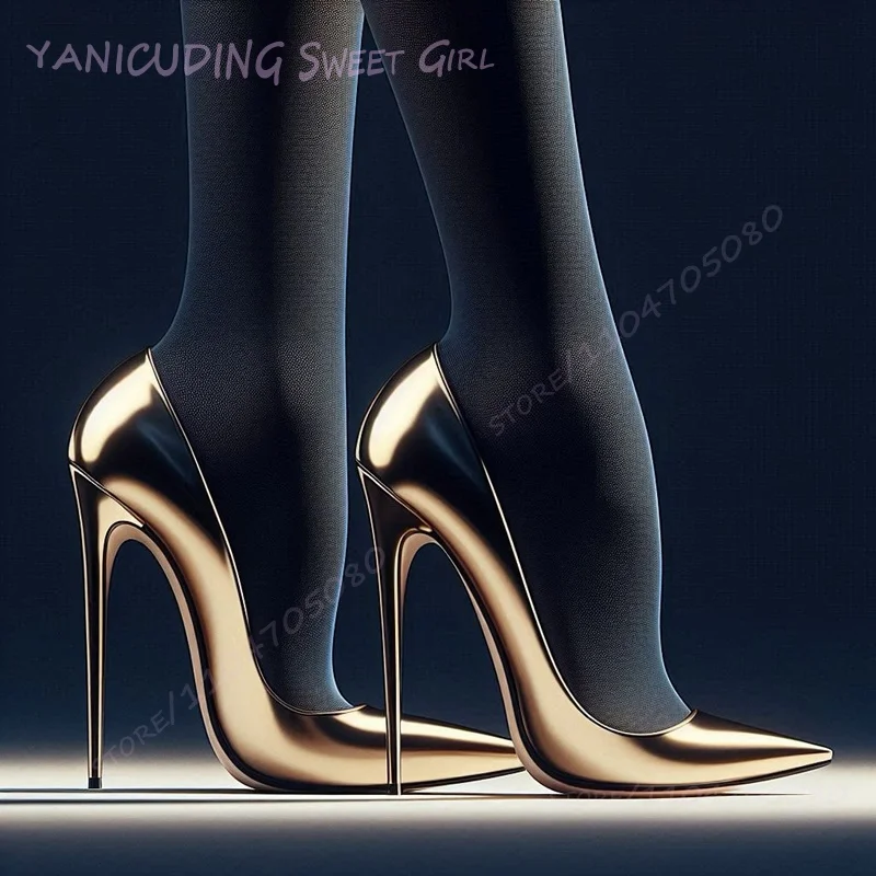 

Золотые металлические мерцающие кожаные сандалии-лодочки для девочек, вечерние, для ночного клуба, клуба, яркие цвета, сексуальные каблуки, цвета фуксии, сценический зеленый каблук 12 см