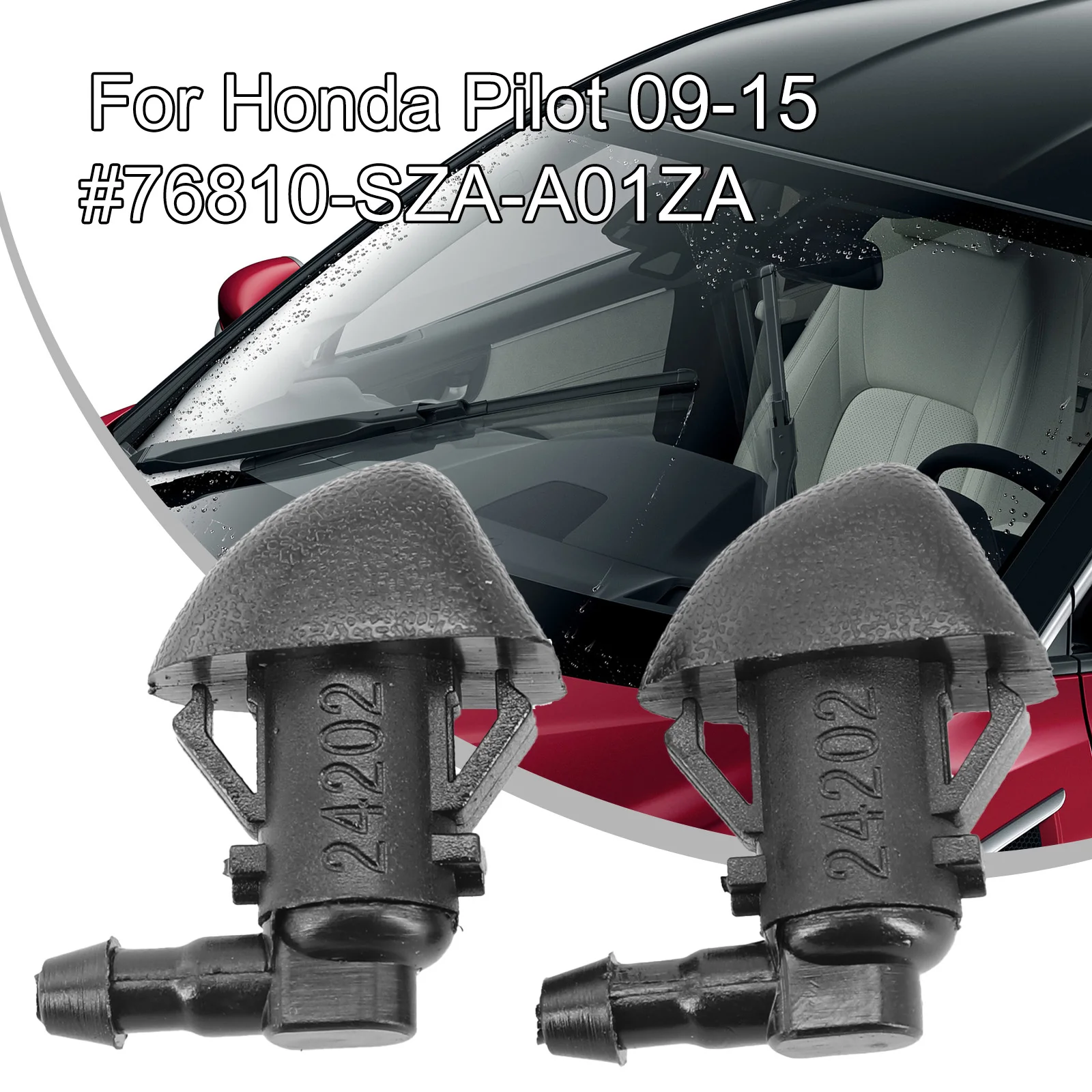 2Pcs Front Windshield Wiper Water Spray Jet For Honda 09-15 76810-SZA-A01ZA Car Front Windshield Washer Nozzles