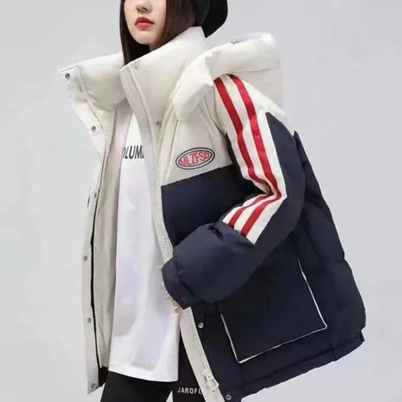 

Winter Jackets For Women Loose Streetwear Preppy Style Tooling Hooded Parkas Coat Warm Down Cotton Jacket Harajuku Women Puffer