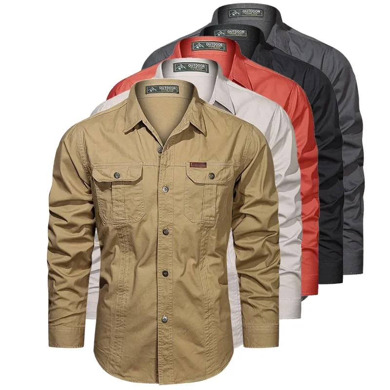 Yeni erkek rahat gömlek 5XL erkek Overshirt 2023 askeri pamuklu uzun kollu tişört gömlek erkekler marka giyim yüksek kalite bluz