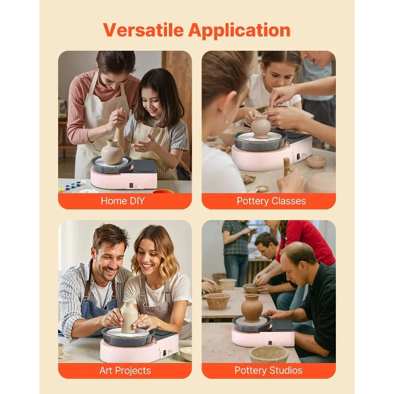 Mini Pottery Wheel Electric Clay Wheel for Minis and 6 inch Pink