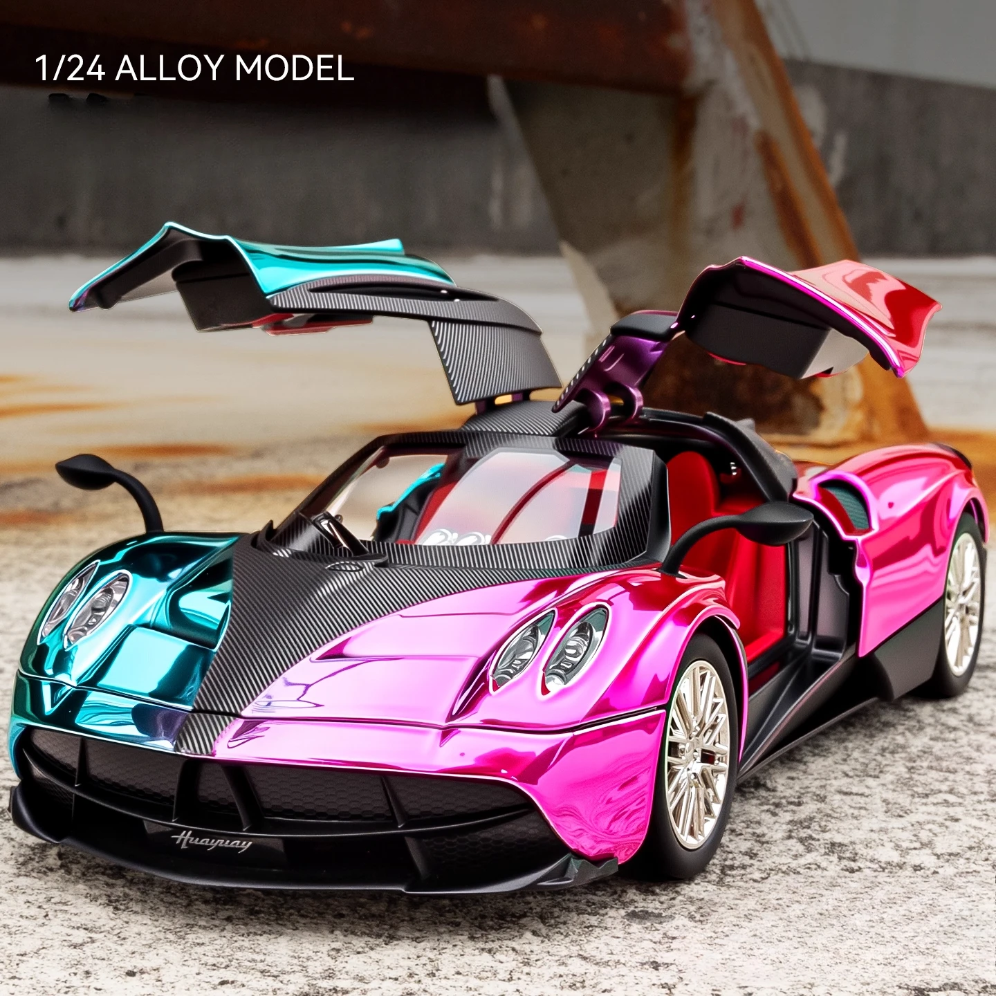 1:24 Pagani Huayra Dinastia Supercar Legering Automodel Collectie Ornamenten Geluid Licht Trek Jongen Cadeau Geluid & Licht Miniatuur