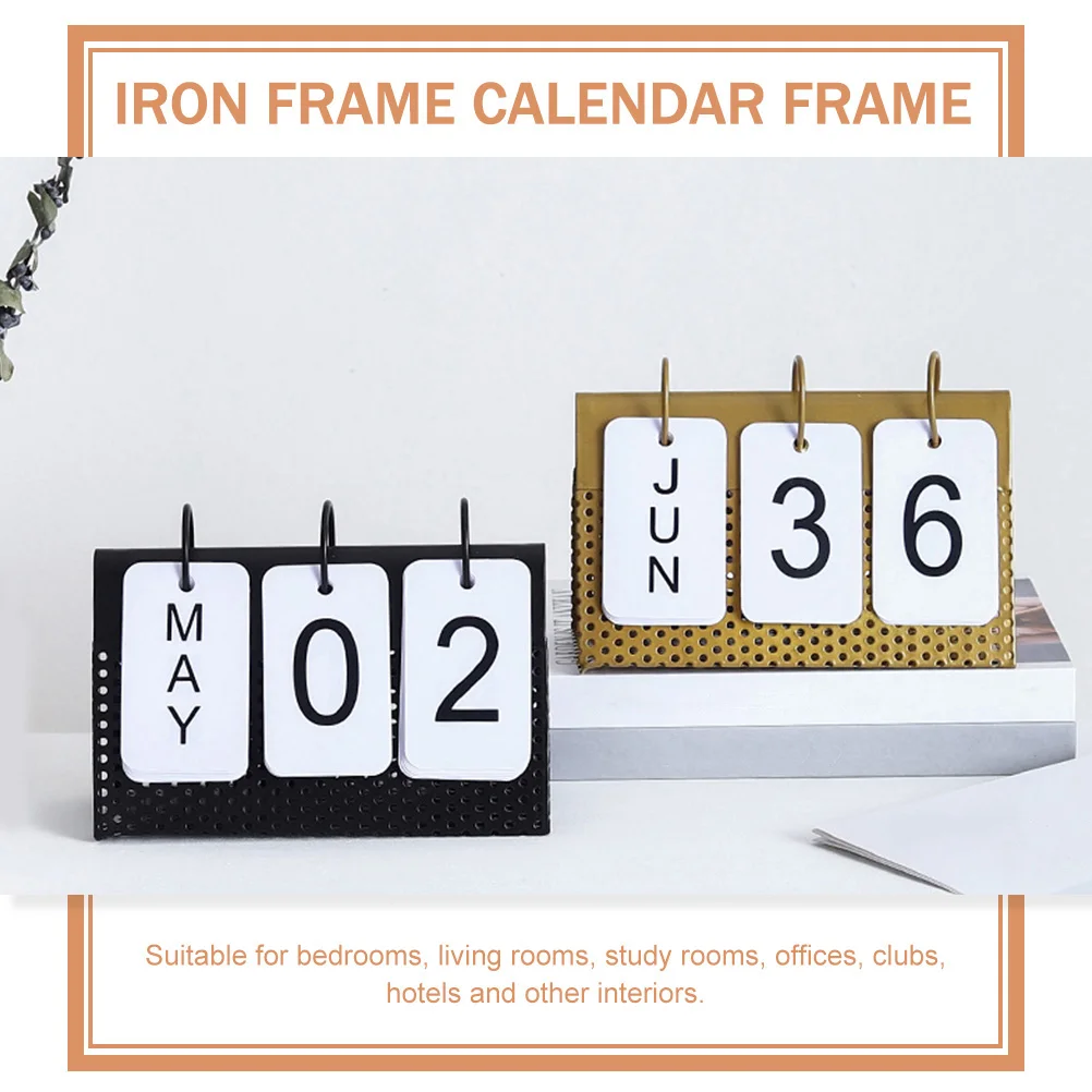 

Perpetual Calendar Frame Desktop Decor Metal Calendar Crafts Golden Office Ornament Metal Crafts Household Gifts