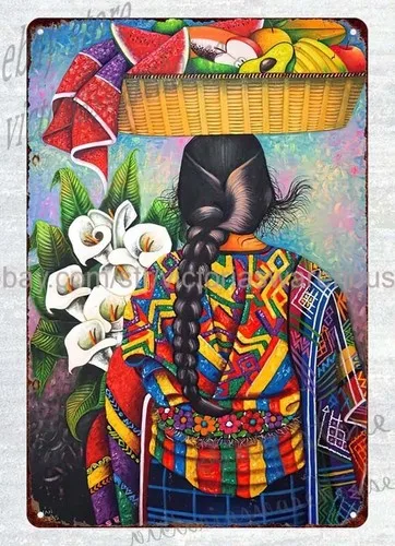 Guatemala art metal tin sign colorful wall restaurant decor pub