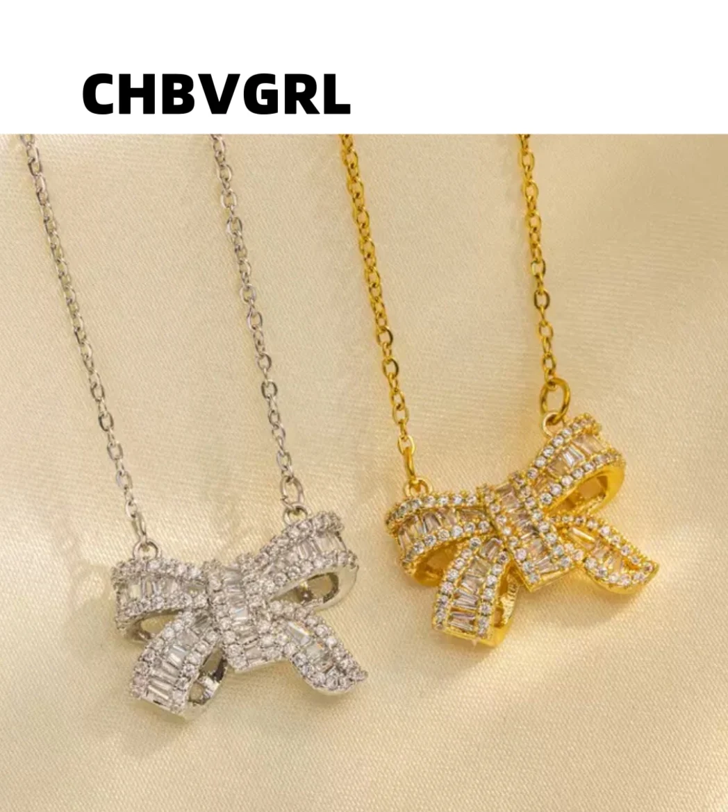 

Butterfly Knot Necklace Women's Titanium Steel Zirconium Hot Sale Women's Luxury Ins Cold Wind Collar Chain