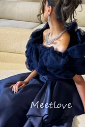 Meetlove 2024 Customize Women A-Line Off Shoulder Ruched Prom Dress Birthday Party Gown Formal Evening Dress Cocktail Dress