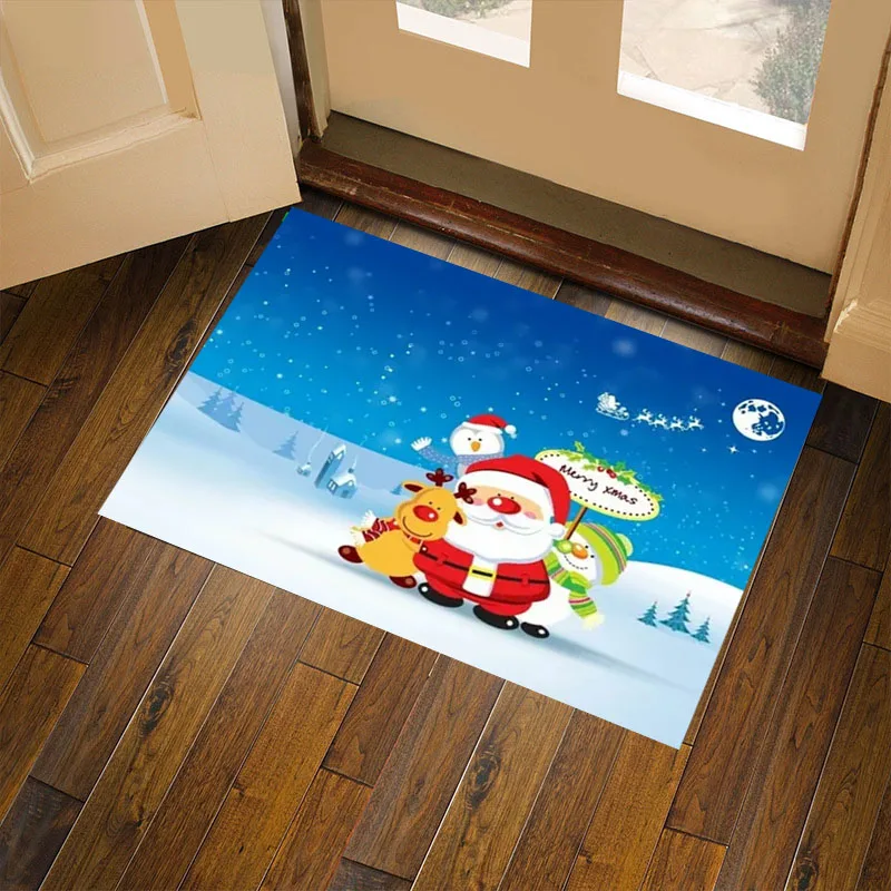 Entrance Merry Christmas Doormat Decorative Xmas Holiday Front Door Mat Carpet Bathroom Kitchen  Non-Slip Carpet