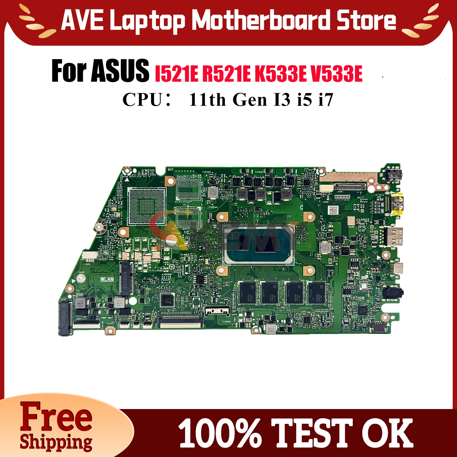 

X521EA Laptop Motherboard For ASUS X521EPY I521E K533E X521EQY V533E S533E X521EQYB X521E R521E Mainboard With 11th Gen I3 i5 i7