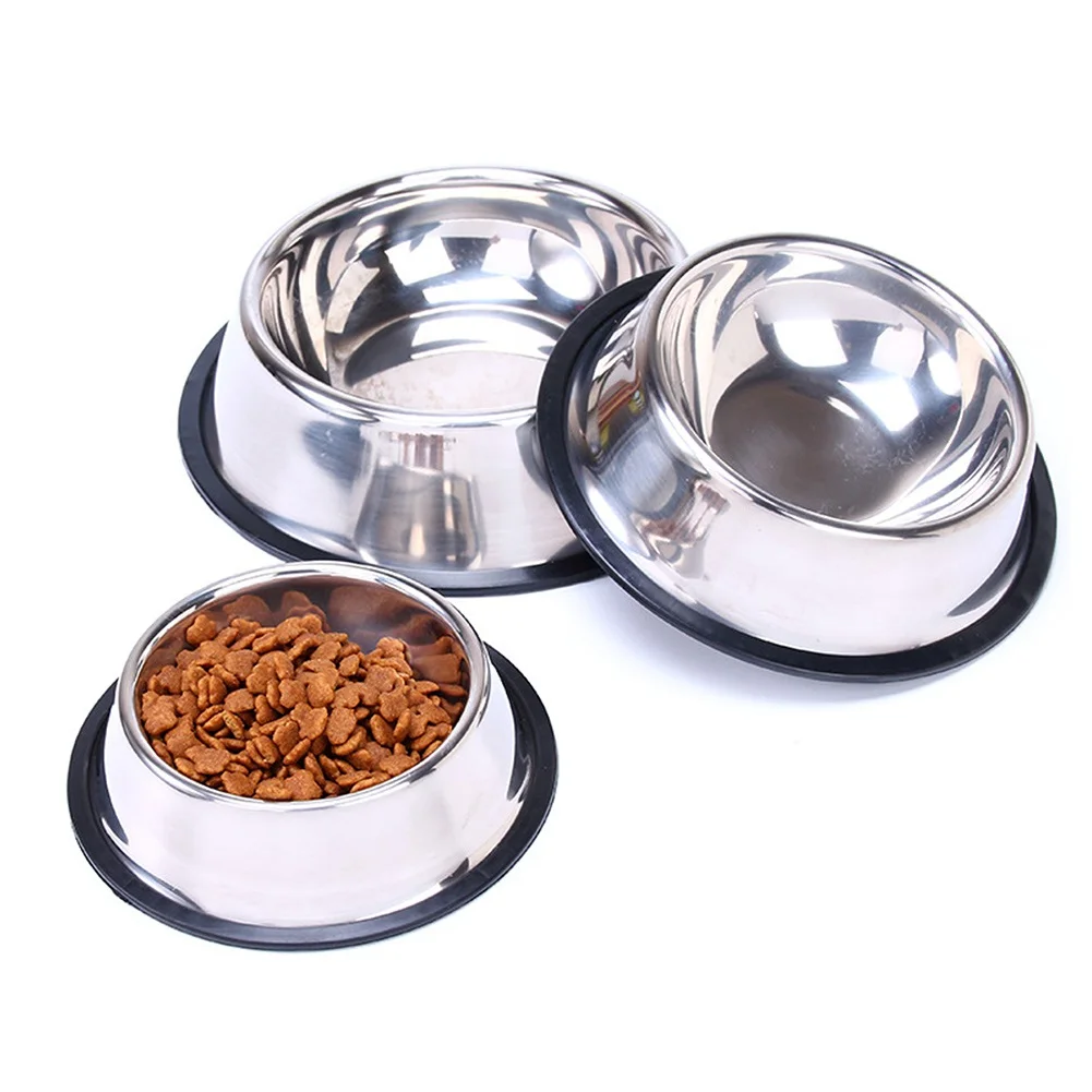 

Stainless Steel Pet Dog Bowls Food Water Feeder Pet Drinking Dish Tableware Non-slip Cat Puppy Feeding Bowls Small Dog Supplies