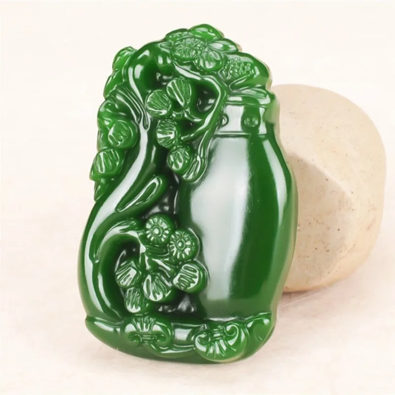 Spinach Green Outer Mongolian Vase Jade Pendant Simple and Versatile