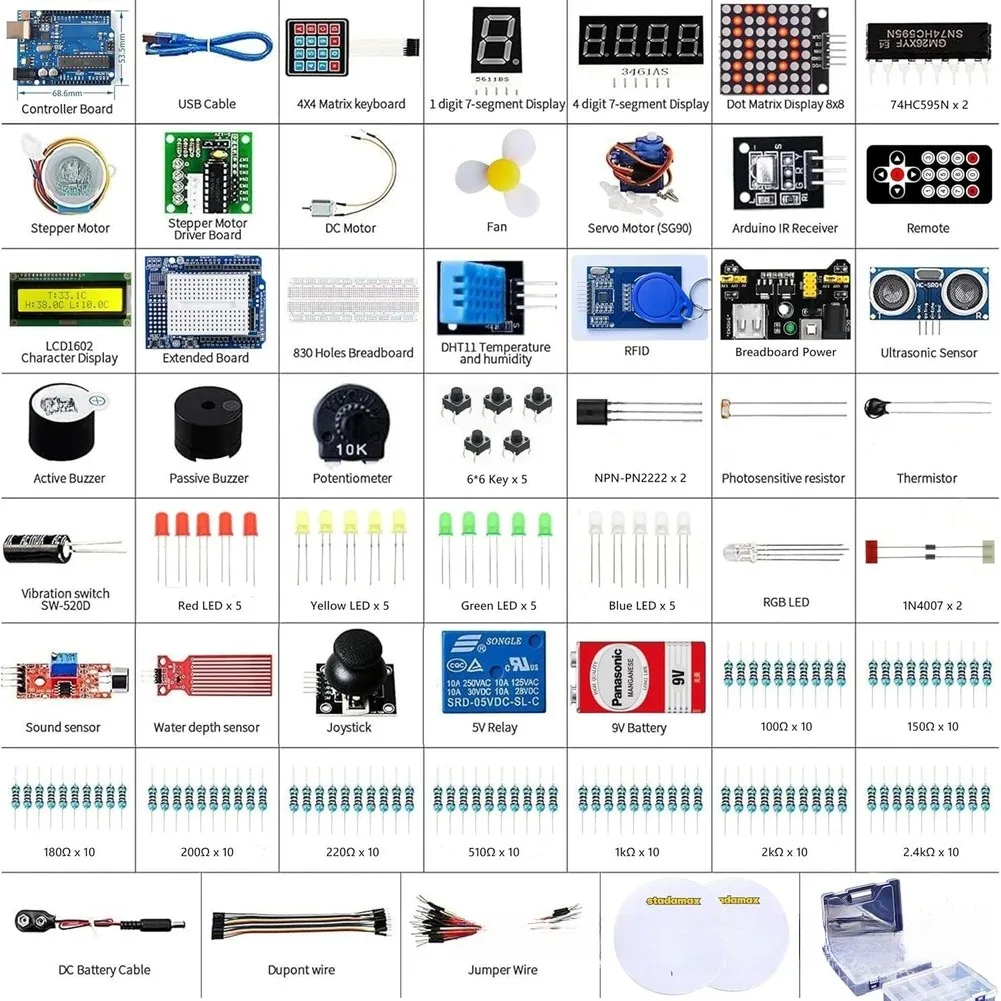For Arduino Compatible R3 For Starter Kit For Mega328 Board With Sensors Motors Display For STEM Education Learning Electronics