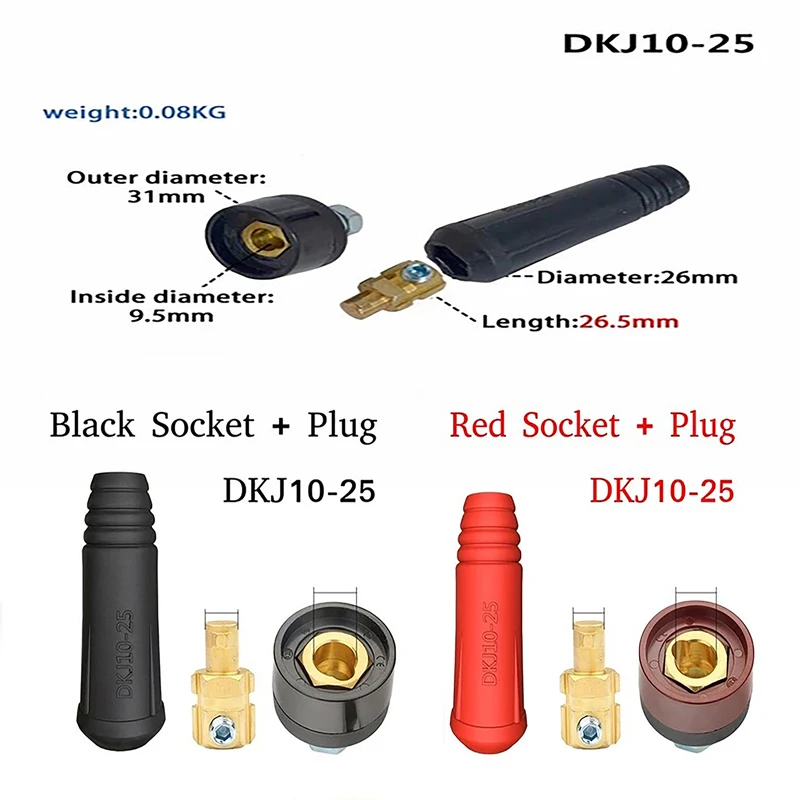 DKJ10-25 European Welding Machine Cable Welding Cable Connector Quick Fitting Male Female Cable Brass&Rubber