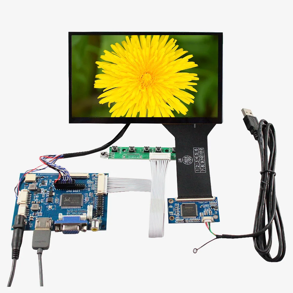 

HD MI AV VGA LCD Controller Board 7inch 1024x600 1000nit OutDoor Touch LCD