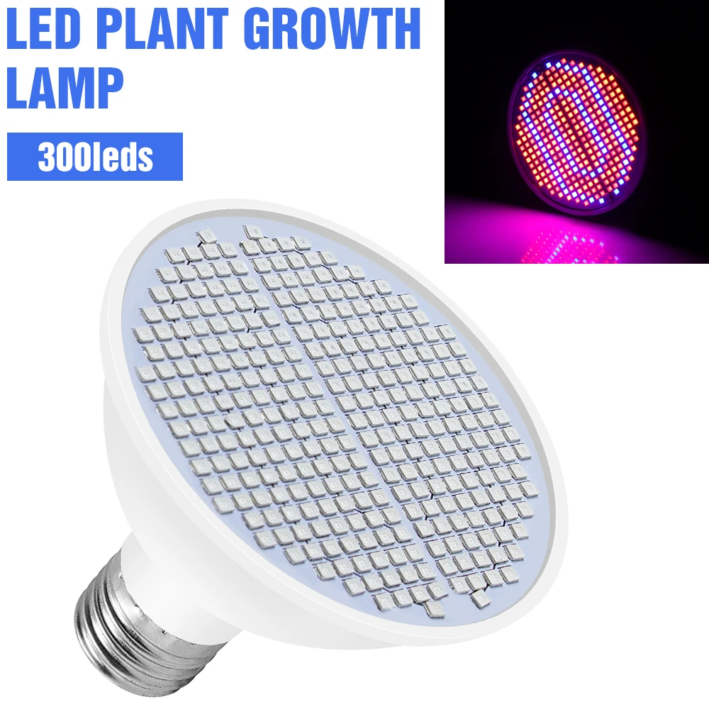 

KEBINCPLED Led Grow Light E27 Full Spectrum Phyto Lamp Plant Bulb Growth Light Hydroponics 200 300Leds Greenhouse Lamp Grow Tent