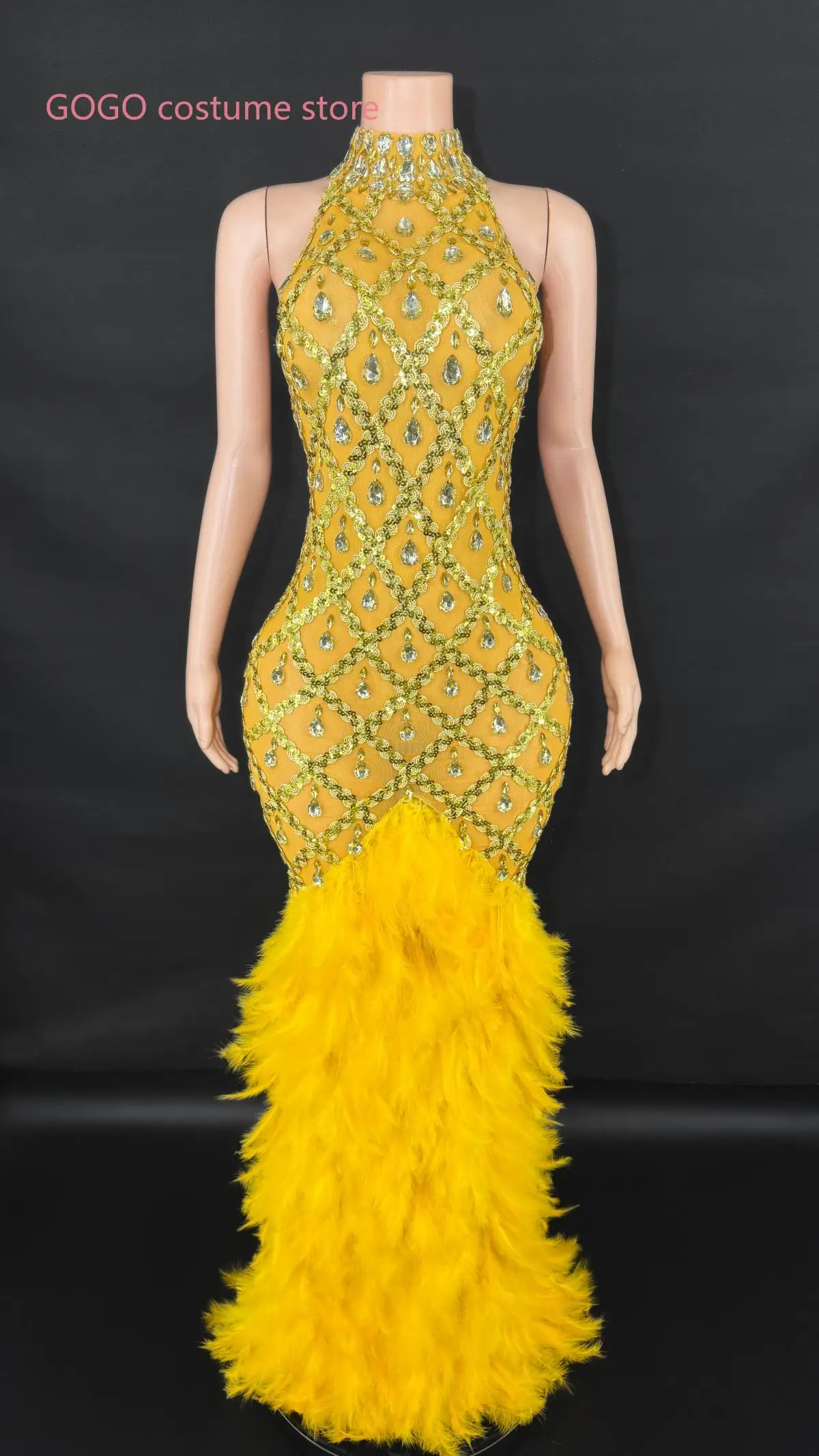 

Sexy Rhinestone Sparkly Sequins Supenders Mesh Trailing dress Women Nightclub Evening Prom Gown Show Red carpet Stage Gowns