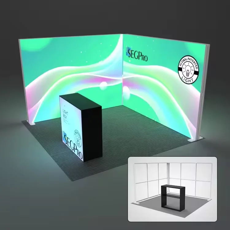 

Модульная светодиодная подсветка 10x20 футов с SEG Графическое рекламное торговое шоу Expo Light Box Выставочная будка Современная для выставочных мероприятий