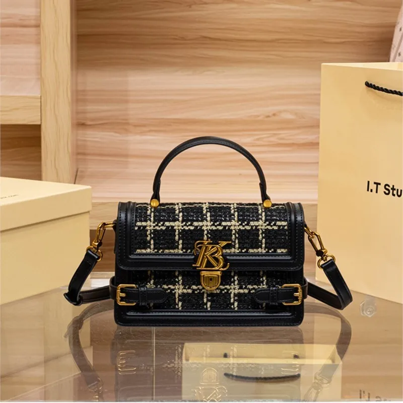 

Brand Women's Handbag 2025 Vintage Summer Small Square Bag Premium Small Fragrant Style Checkered Single Shoulder Crossbody Bag