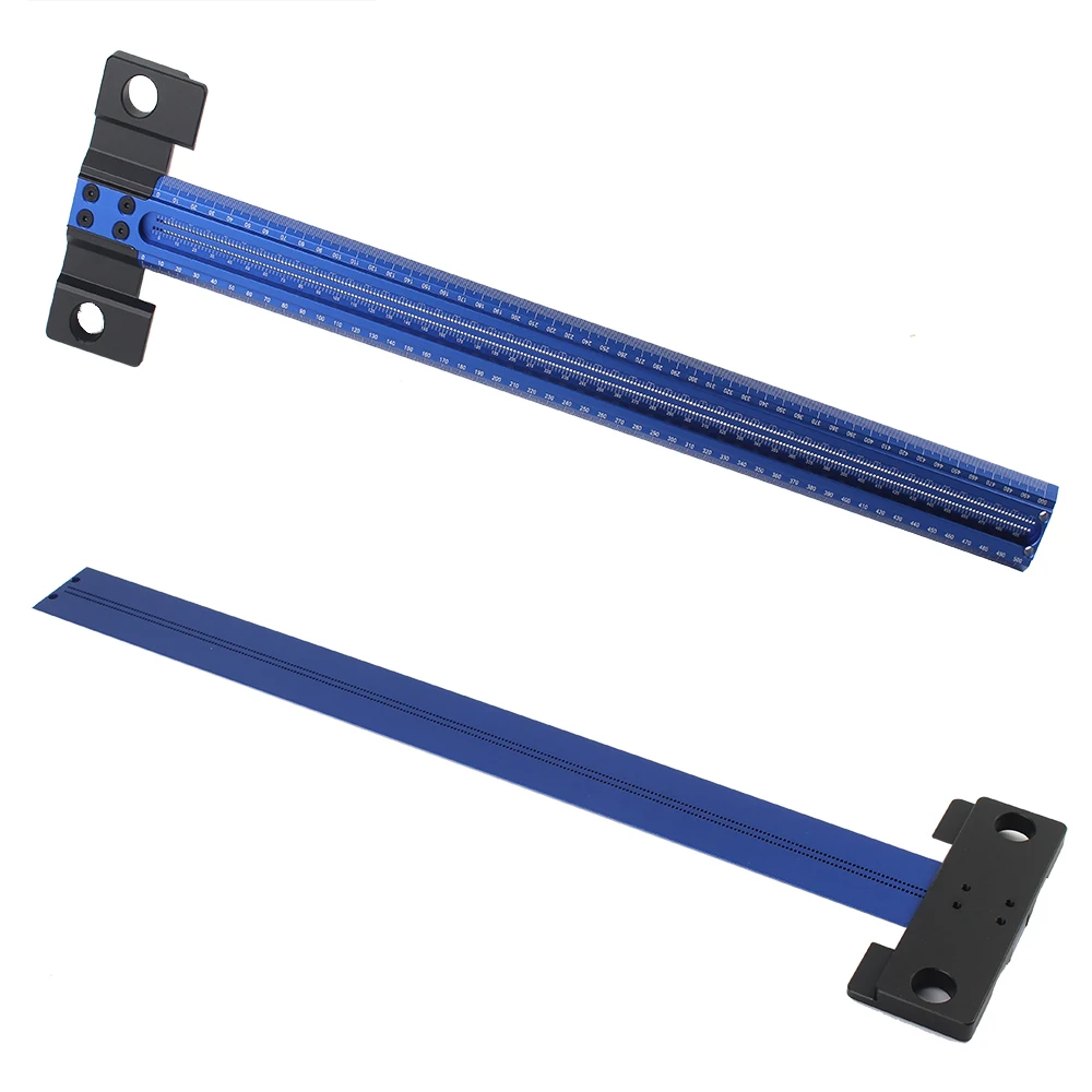 Woodworking T-Square 50CM Aluminum Alloy Hole Scrbing Guides Ruler Positioning Scribe Tool Precision Carpenter Layout Measuring