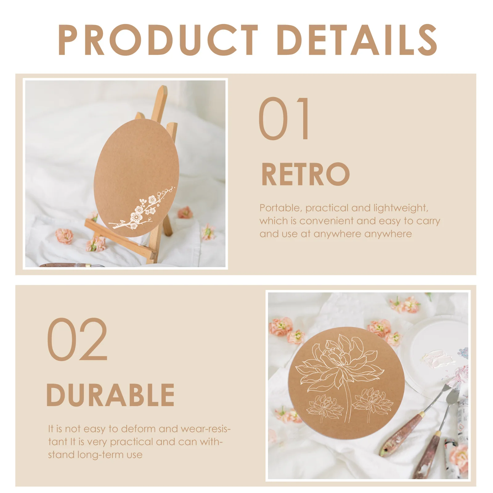 

20Pcs Round Painting Cardstocks Thickened Hardboards for DIY Drawing Calligraphy Wedding Christmas Crafts Drawing Hardboards