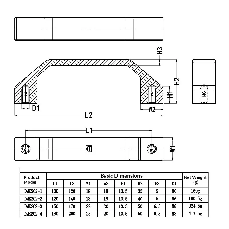 DMK202 Series Stainless Steel Solid Simple Pull Mobile Phone Case Cabinet Door Rod Handle Internal Thread Handle