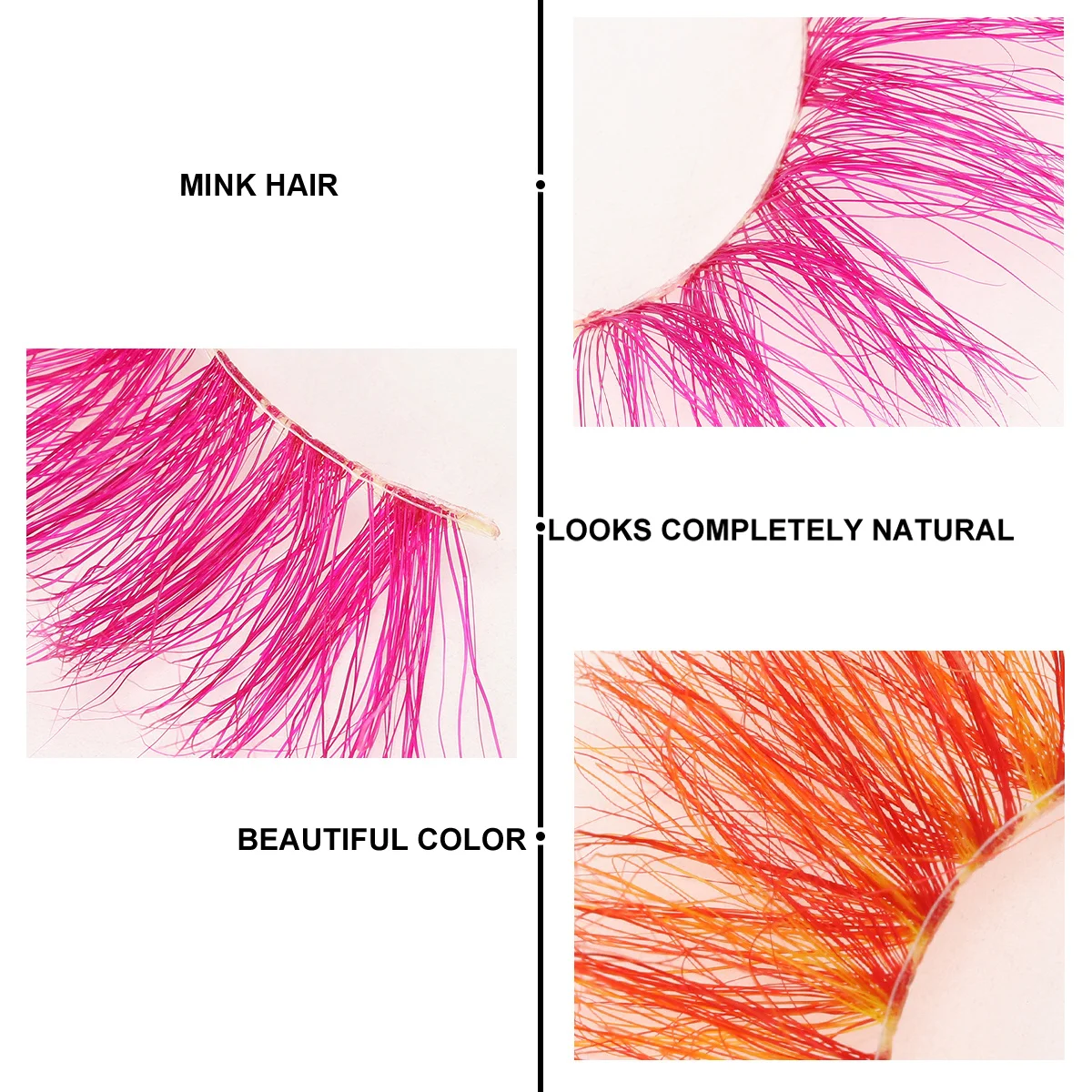 2Pairs Colorful Faux Eyelashes Premium Hair Light Weight Non Deformable 3D Thick Lashes for Eye Makeup Daily Wear